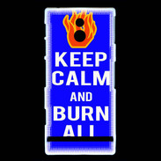 Coque Sony Xperia P Keep Calm Burn Bleu