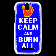 Coque HTC One SV Keep Calm Burn Bleu