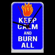 Pendule de bureau Keep Calm Burn Bleu