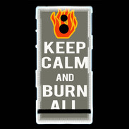 Coque Sony Xperia P Keep Calm Burn Gris