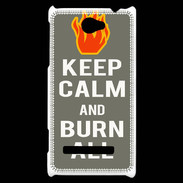 Coque HTC Windows Phone 8S Keep Calm Burn Gris