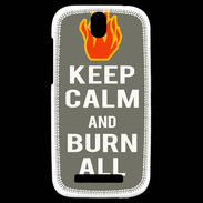 Coque HTC One SV Keep Calm Burn Gris