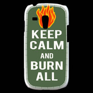 Coque Samsung Galaxy S3 Mini Keep Calm Burn Kaki