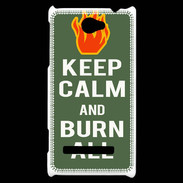 Coque HTC Windows Phone 8S Keep Calm Burn Kaki