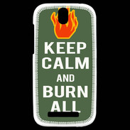 Coque HTC One SV Keep Calm Burn Kaki