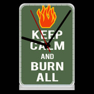 Pendule de bureau Keep Calm Burn Kaki