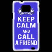 Coque Samsung Galaxy S2 Keep Calm Call friend Bleu