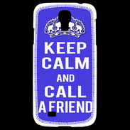 Coque Samsung Galaxy S4 Keep Calm Call friend Bleu