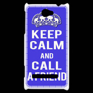 Coque HTC Windows Phone 8S Keep Calm Call friend Bleu