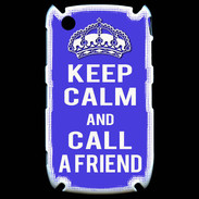 Coque Blackberry 8520 Keep Calm Call friend Bleu