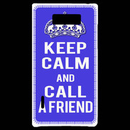 Coque LG Optimus L7 Keep Calm Call friend Bleu