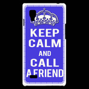 Coque LG Optimus L9 Keep Calm Call friend Bleu
