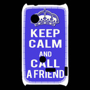 Coque Sony Xperia Typo Keep Calm Call friend Bleu