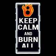 Coque Sony Xperia P Keep Calm Burn Noir