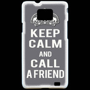 Coque Samsung Galaxy S2 Keep Calm Call friend Gris