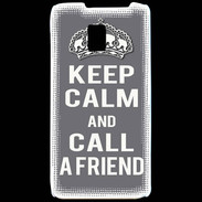 Coque LG P990 Keep Calm Call friend Gris