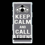 Coque Sony Xperia P Keep Calm Call friend Gris