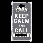 Coque HTC Windows Phone 8S Keep Calm Call friend Gris
