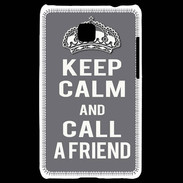 Coque LG Optimus L3 II Keep Calm Call friend Gris