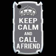 Coque Blackberry 8520 Keep Calm Call friend Gris