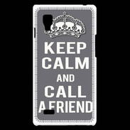 Coque LG Optimus L9 Keep Calm Call friend Gris