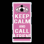 Coque Sony Xperia P Keep Calm Call Rose