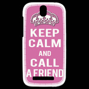 Coque HTC One SV Keep Calm Call Rose