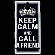 Coque Sony Xperia U Keep Calm Call friend Noir