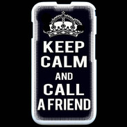 Coque Samsung ACE S5830 Keep Calm Call friend Noir