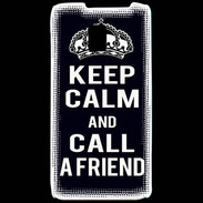 Coque LG P990 Keep Calm Call friend Noir