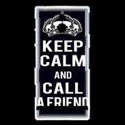 Coque Sony Xperia P Keep Calm Call friend Noir