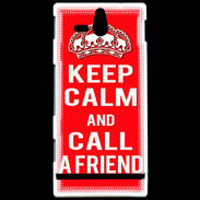 Coque Sony Xperia U Keep Calm Call friend Rouge