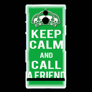 Coque Sony Xperia P Keep Calm Call friend Vert