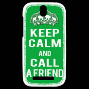 Coque HTC One SV Keep Calm Call friend Vert