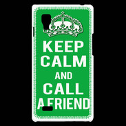 Coque LG Optimus L9 Keep Calm Call friend Vert