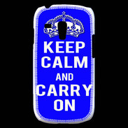 Coque Samsung Galaxy S3 Mini Keep Calm Carry on Bleu