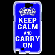 Coque Samsung Galaxy Note 2 Keep Calm Carry on Bleu