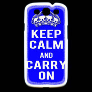 Coque Samsung Galaxy S3 Keep Calm Carry on Bleu