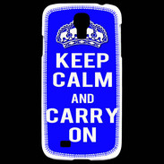 Coque Samsung Galaxy S4 Keep Calm Carry on Bleu