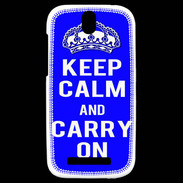 Coque HTC One SV Keep Calm Carry on Bleu