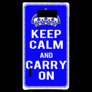 Coque LG Optimus L7 Keep Calm Carry on Bleu