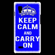 Coque LG Optimus L9 Keep Calm Carry on Bleu