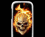 Coque HTC One SV Tête de mort en flamme 5