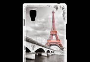 Coque LG Optimus L9 Tour Eiffel rouge sur fond en noir et blanc