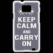 Coque Samsung Galaxy S2 Keep Calm Carry on Gris