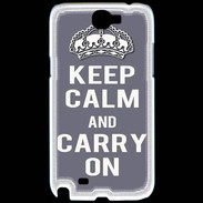 Coque Samsung Galaxy Note 2 Keep Calm Carry on Gris