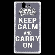 Coque Sony Xperia Z Keep Calm Carry on Gris
