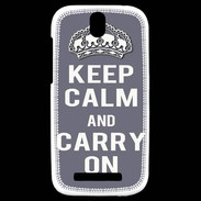 Coque HTC One SV Keep Calm Carry on Gris