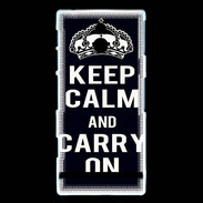 Coque Sony Xperia P Keep Calm Carry on Noir