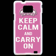 Coque Samsung Galaxy S2 Keep Calm Carry on Rose